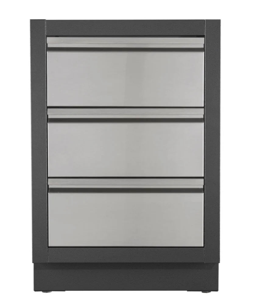 Napoleon OASIS 100 Modular Outdoor Kitchen Island Kit featuring a full-sized 500 Series 32-Inch Gas Grill Head with five stainless steel burners and 786 sq.in. cooking area.