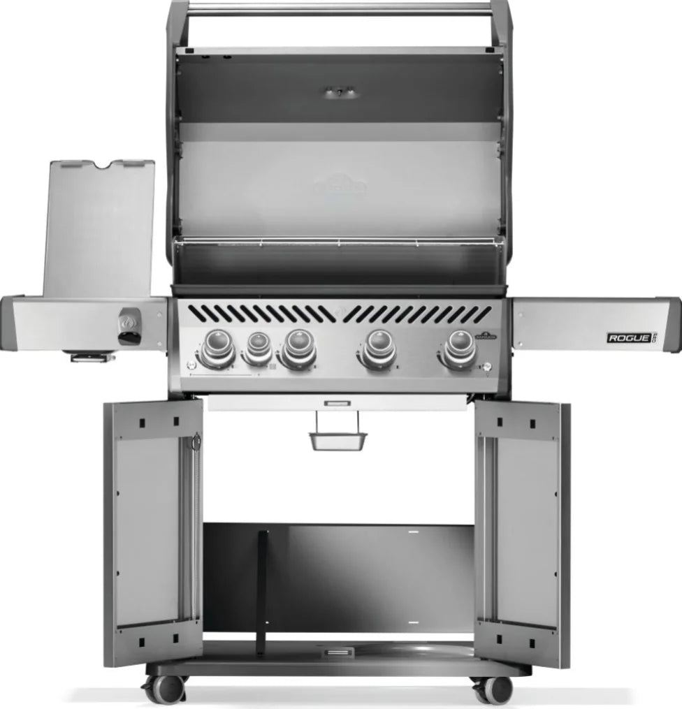 Napoleon Rogue PRO 525 SIB Propane Gas Grill with Infrared Side Burner features four main burners, infrared sear station, and stainless steel construction for exceptional grilling results in any weather condition.