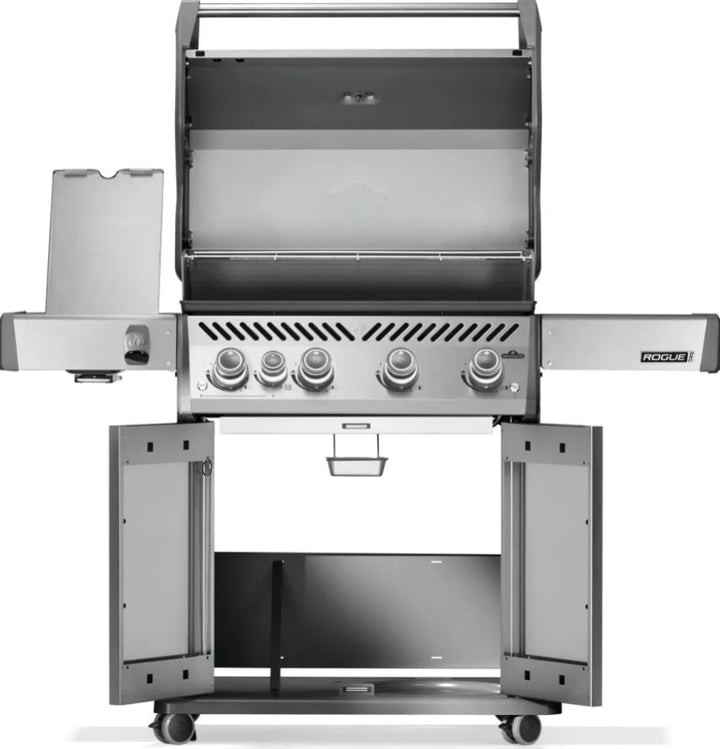 Napoleon Rogue PRO 525 SIB Propane Gas Grill with Infrared Side Burner features four main burners, infrared sear station, and stainless steel construction for exceptional grilling results in any weather condition.