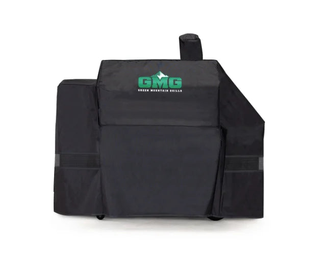 PEAK PRIME 2.0 Cover - Heavy-duty 500D polyester protects Green Mountain Grills from rain, snow, sun, and dust with breathable netting panels.