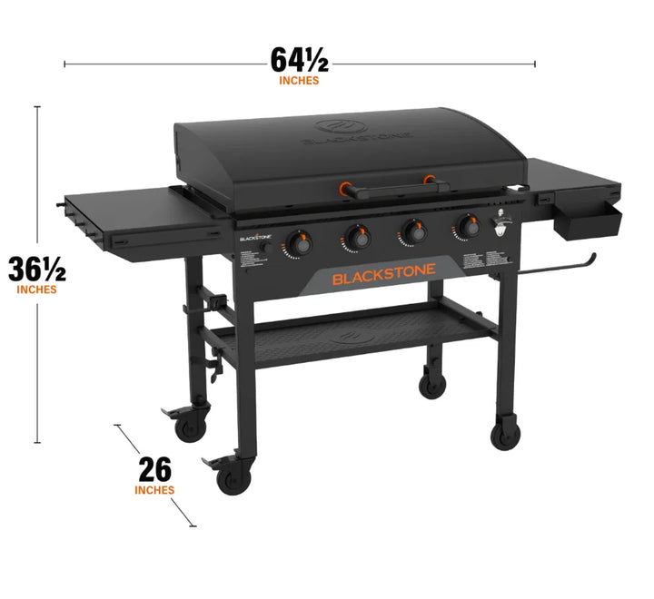 Blackstone Original 36-Inch Griddle with Hood features Omnivore Plate Technology for efficient heat distribution and four independently controlled heat zones.