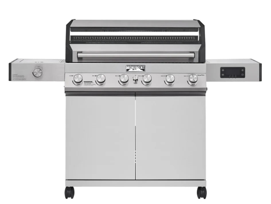 Monument Grills Denali Series D605 Gas Grill - Six high-output burners deliver intense heat across 895 sq. in. of cooking space, featuring premium stainless steel construction and innovative smart technology.