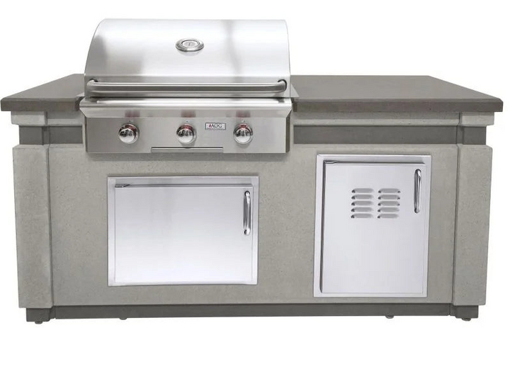 American Outdoor Grill T-Series 30″ Island Bundle – Concrete Grey Base with Polished Smoke Countertop