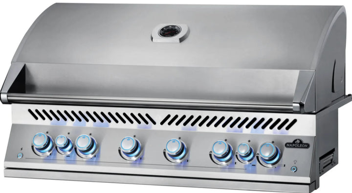 Napoleon Built-In 700 Series 44" Gas Grill features six stainless steel main burners, dual rear infrared rotisserie burners, and precision temperature control for elite-level grilling performance.