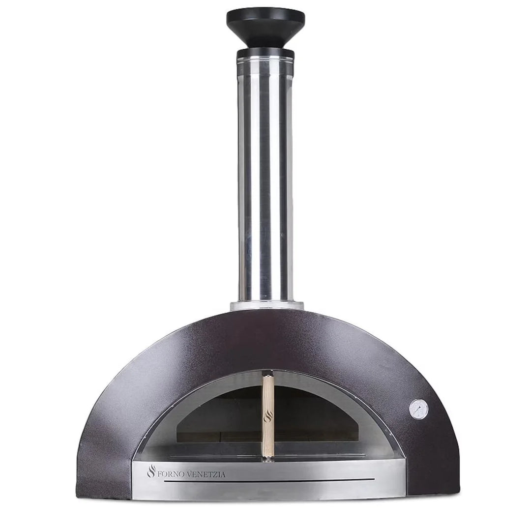 Forno Venetzia Bellagio 200 Copper Wood-Fired Countertop Oven features a large 36" × 32" hearth (1,152 sq. in.) and durable copper dome with a stainless steel chimney.