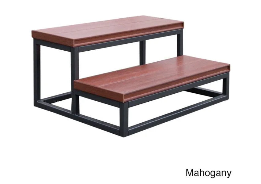 Cal Metro 2-Tier Spa Step with wide, two-level design for safer spa entry/exit in 30", 48" or 60" widths; moisture-resistant plastic and metal construction.