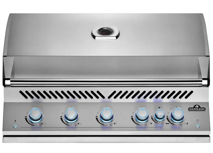 Napoleon Built-In 700 Series 38" Propane Grill with Rear Infrared Burner: High-grade stainless steel construction, five main burners producing 78,000 BTUs, and rear infrared rotisserie burner for professional-grade grilling performance.