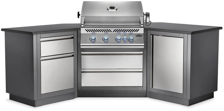 Napoleon OASIS 200 Modular Outdoor Kitchen Island Kit featuring a sleek wing-shaped design and integrated 700 Series 32-Inch Gas Grill Head, delivering 66,000 BTUs of cooking power and exceptional durability.