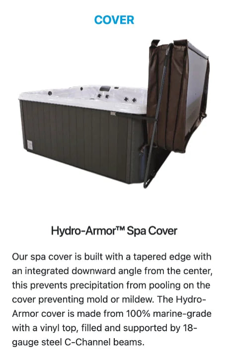 The American Spas AMZ-740B 6-Person Bench features 40 exclusive Halo stainless steel jets for hydrotherapy massage and ergonomic captain's chairs within a spacious gloss white acrylic shell.
