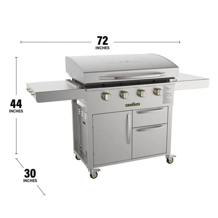 Blackstone Select 36” SS Griddle with Cabinet, showcasing 304 stainless steel construction, Omnivore Griddle Plate Technology, and ample cooking space for large gatherings.
