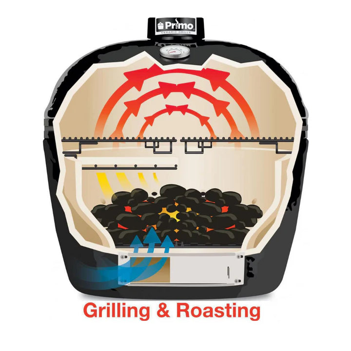 Primo Oval Large 300 Ceramic Kamado Grill With Stainless Steel Grates - PGCLGH