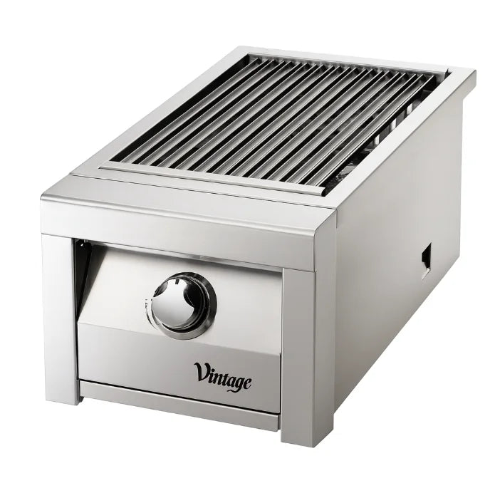 Vintage 13-Inch Side Sear Burner for Natural Gas - compact stainless steel searing powerhouse with 27,500 BTU infrared burner and premium construction.