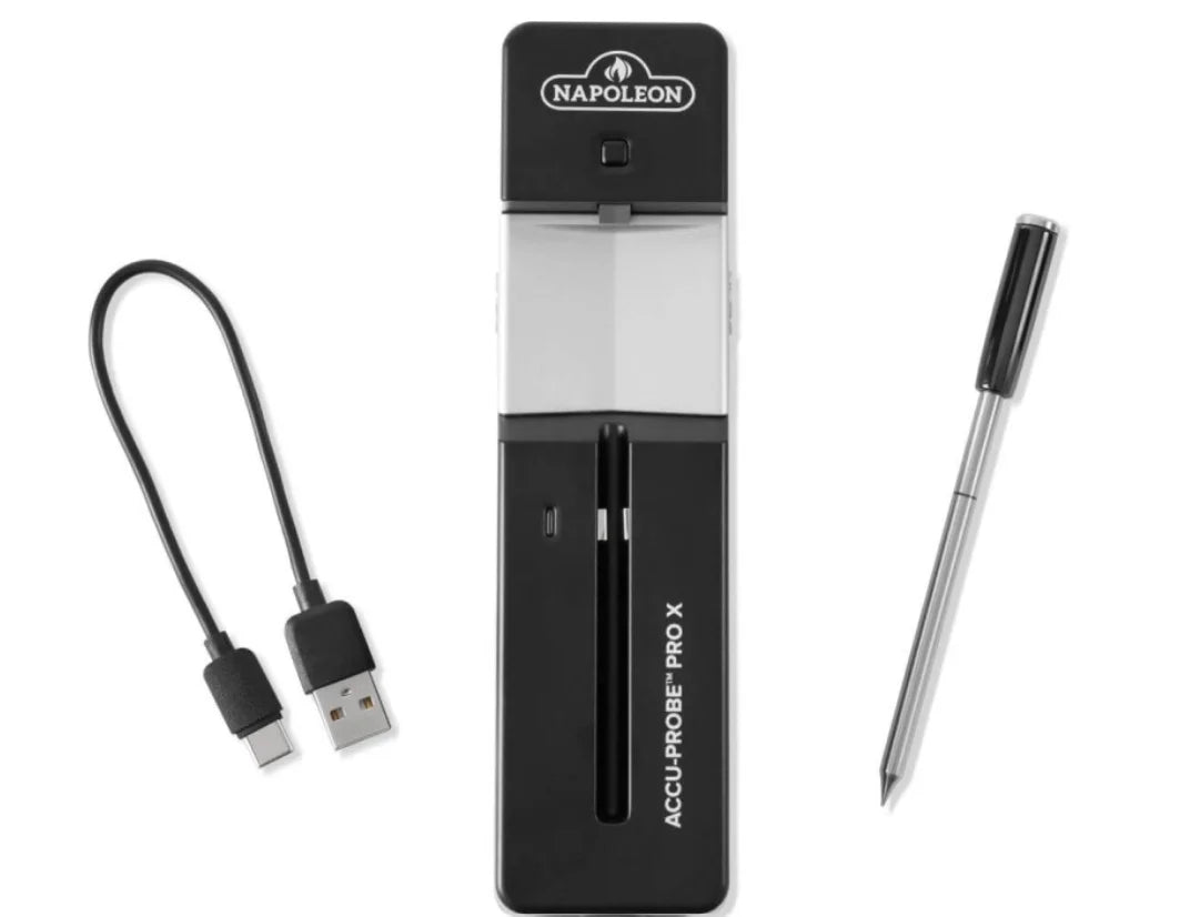 Napoleon ACCU-PROBE PRO X Wireless Bluetooth Smart Thermometer, professional-grade wireless thermometer with ultra-thin waterproof probe featuring 6 temperature sensors for unmatched accuracy and high heat performance up to 1200°F.