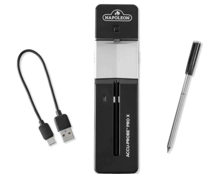 Napoleon ACCU-PROBE PRO X Wireless Bluetooth Smart Thermometer, professional-grade wireless thermometer with ultra-thin waterproof probe featuring 6 temperature sensors for unmatched accuracy and high heat performance up to 1200°F.