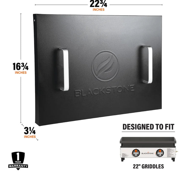 Blackstone 22" Griddle Hard Cover protects griddles from weather and debris with durable hard cover design and integrated handles for easy removal.