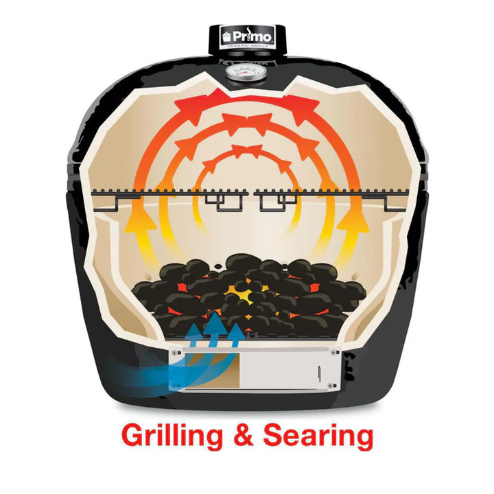 Primo Oval XL 400 Ceramic Kamado Grill With Stainless Steel Grates - PGCXLH