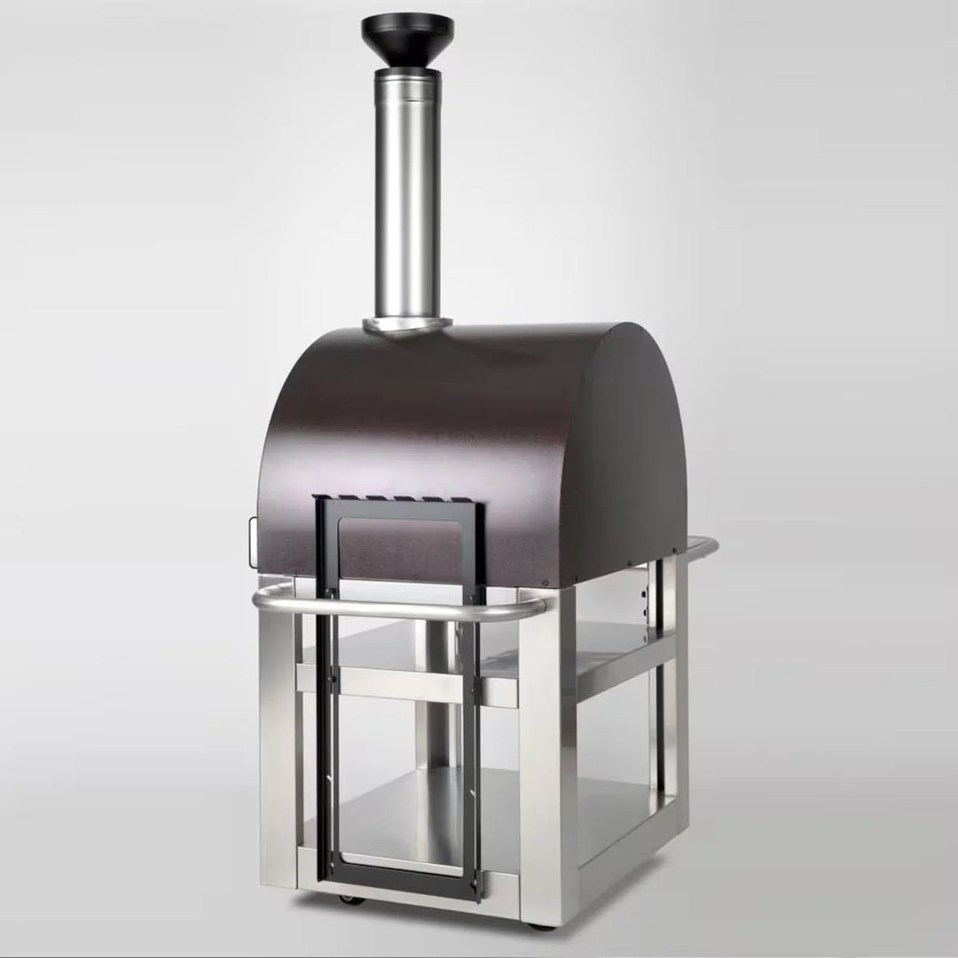 Forno Venetzia Pronto 500 Copper Wood-Fired Pizza Oven with Freestanding Cart and Authentic Italian Design