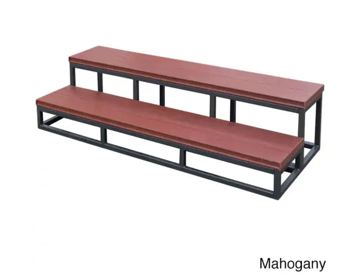 Cal Metro 2-Tier Spa Step, engineered for daily use in wet environments, featuring two-tier design and durable moisture-resistant plastic and metal construction available in Mahogany, Grey, or Smoke colors, 3 sizes: 30", 48" or 60".