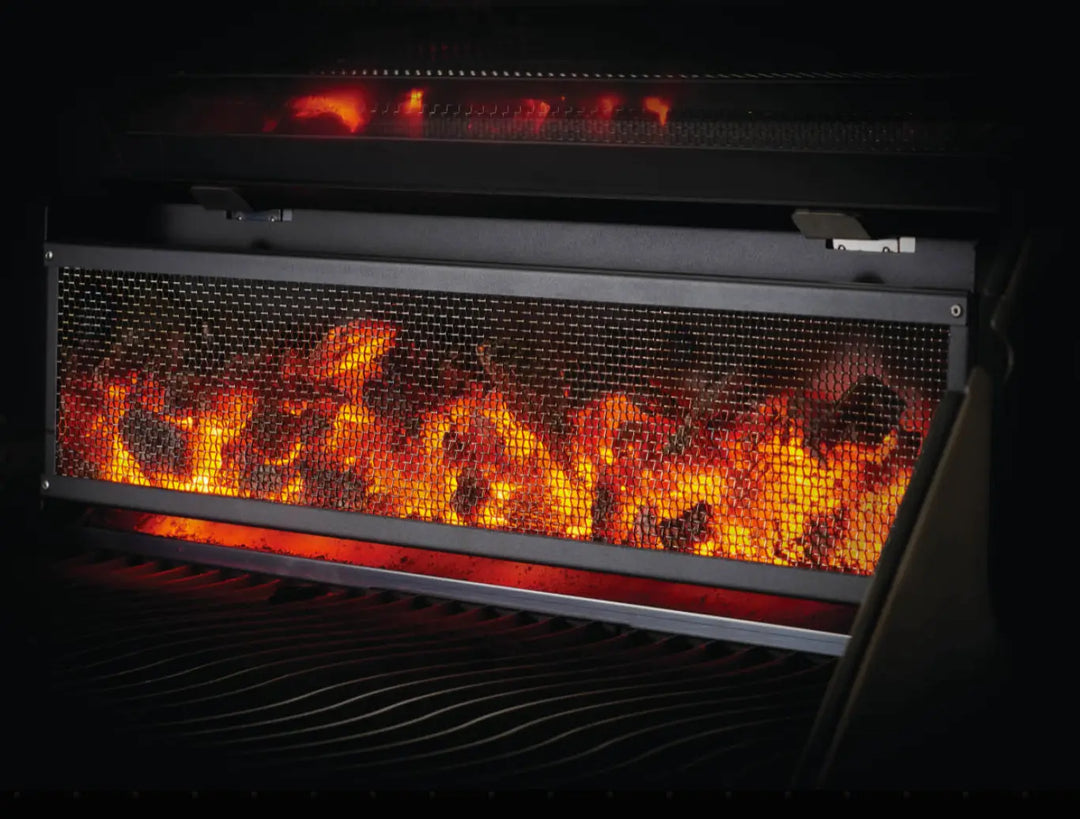 Napoleon Professional 605 Charcoal Cart features stainless steel construction, 605 sq.in. main cooking space, and adjustable charcoal bed for precise heat control.