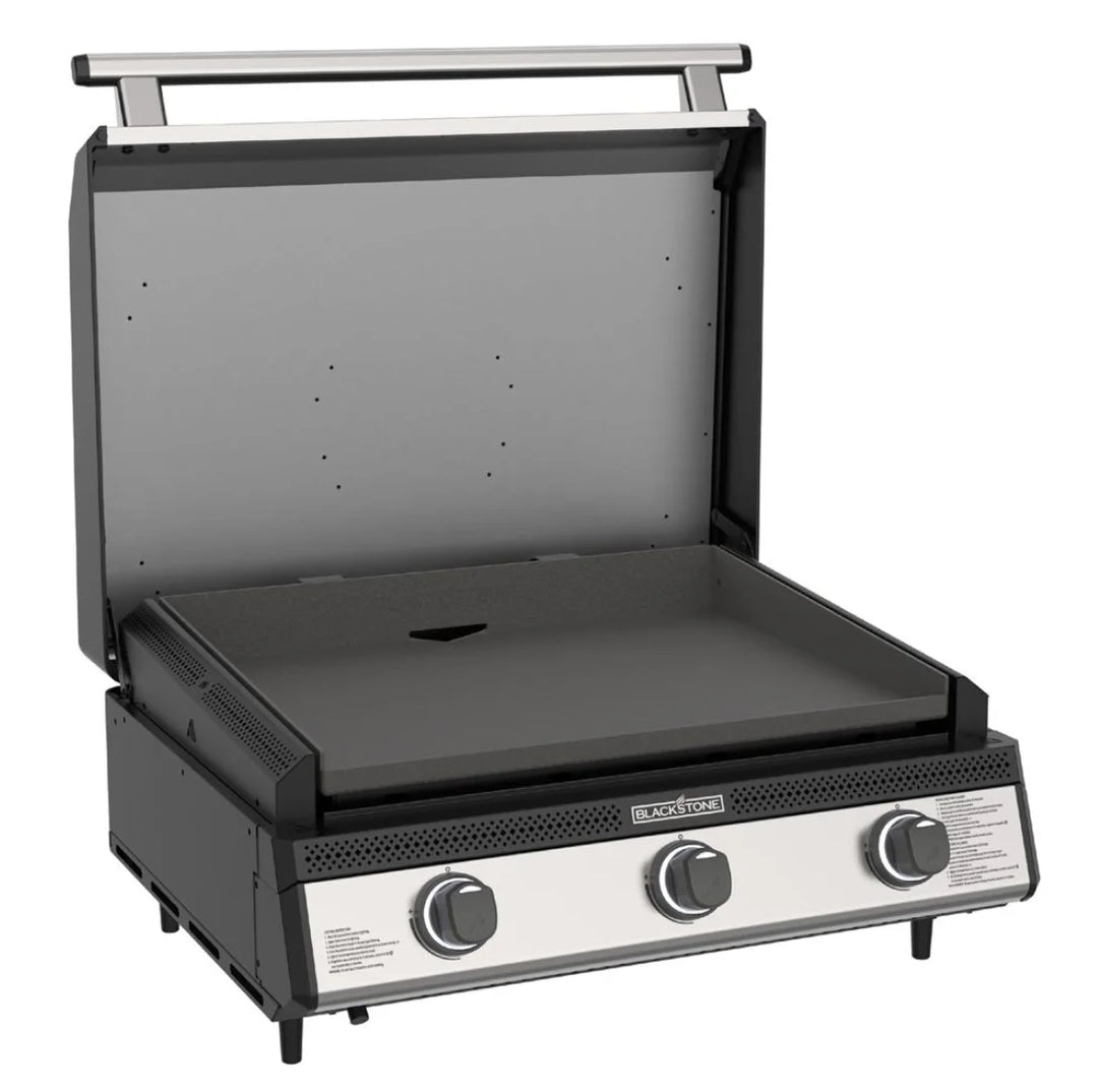 Blackstone 28” Deep Drop-In SS Griddle with Hood - Propane Ready: A high-performance outdoor griddle featuring advanced heating technology, independent burners, and ambient lighting for versatile cooking experiences.