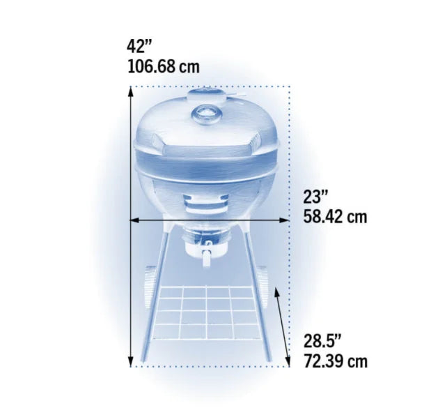 Napoleon Professional 22 Charcoal Kettle, featuring porcelain-coated cast iron WAVE cooking grids with three adjustable height settings and Vortex Heat Management System for even convection and precision heat control.