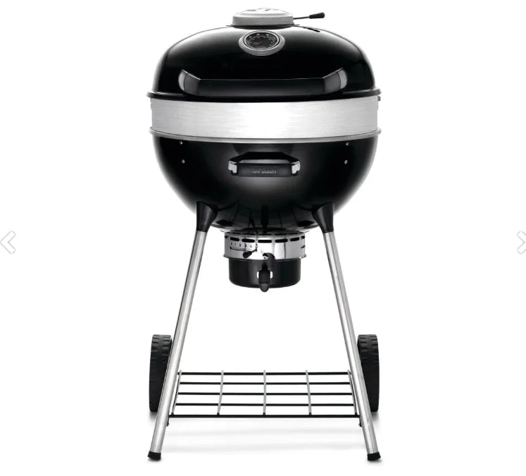Napoleon Professional 22" Charcoal Kettle - premium charcoal grill with porcelain-coated cast iron WAVE cooking grids, precision heat control, and Vortex Heat Management System for even convection and perfect searing.