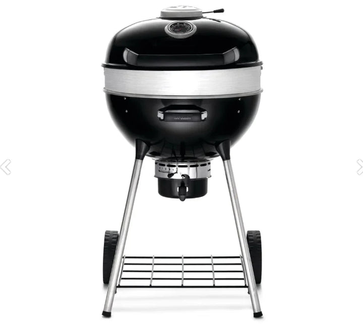 Napoleon Professional 22" Charcoal Kettle - premium charcoal grill with porcelain-coated cast iron WAVE cooking grids, precision heat control, and Vortex Heat Management System for even convection and perfect searing.