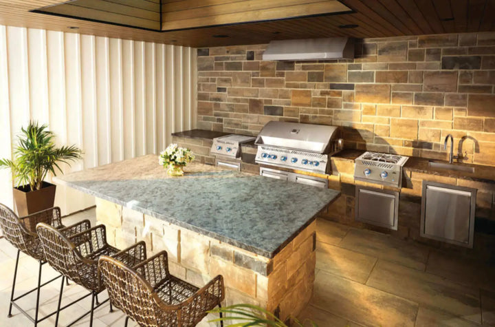 Napoleon 700 Series 44" Built-In Gas Grill features six stainless steel main burners and dual rear infrared rotisserie burners for elite-level grilling performance.