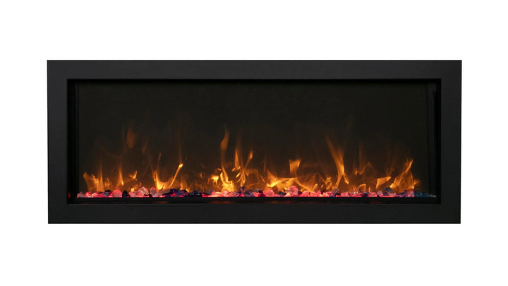 Amantii Panorama BI Slim Smart Electric Fireplace - Incredibly thin at just 4 inches, this stylish built-in electric fireplace offers flexible design options, vibrant multi-colored flame presentation, and up to 5000 BTU of heat for indoor or outdoor use.