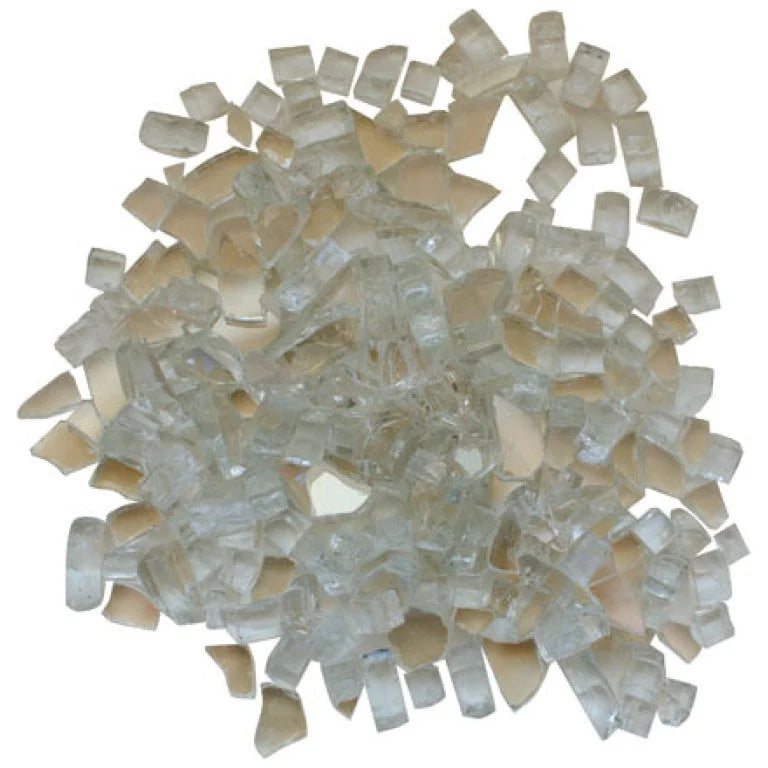 Amantii Fire Glass Media - Clear Reflective - AMSF-Glass-01: Decorative fire glass media for Gas or Electric fireplaces, 1/4" reflective clear glass, approximately 5 lbs (2.3 kg), covers 1 sq. ft., adds modern feel to electric fireplace.
