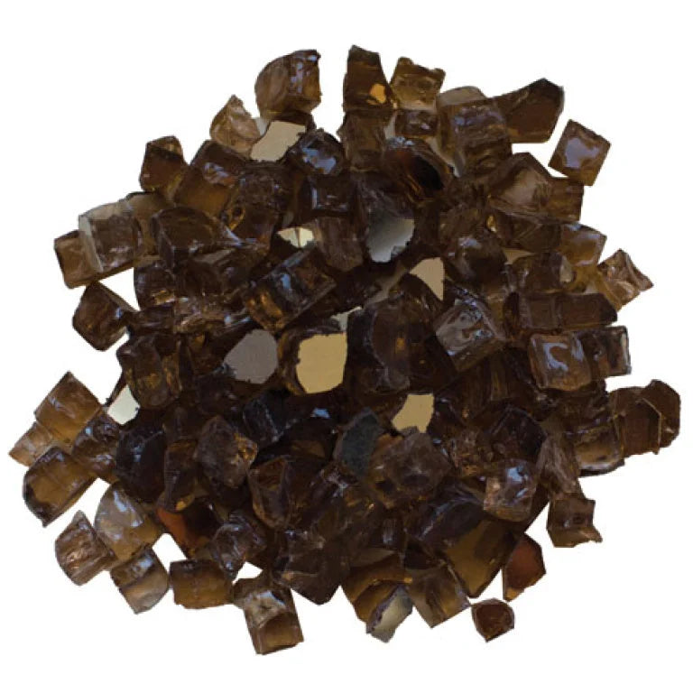 Amantii Fire Glass Media - Light Brown Reflective Fireglass for Gas or Electric Fireplace Decorative Accents, 1/4" reflective glass media, 5 lbs (approx.), 1 sq. ft. coverage.