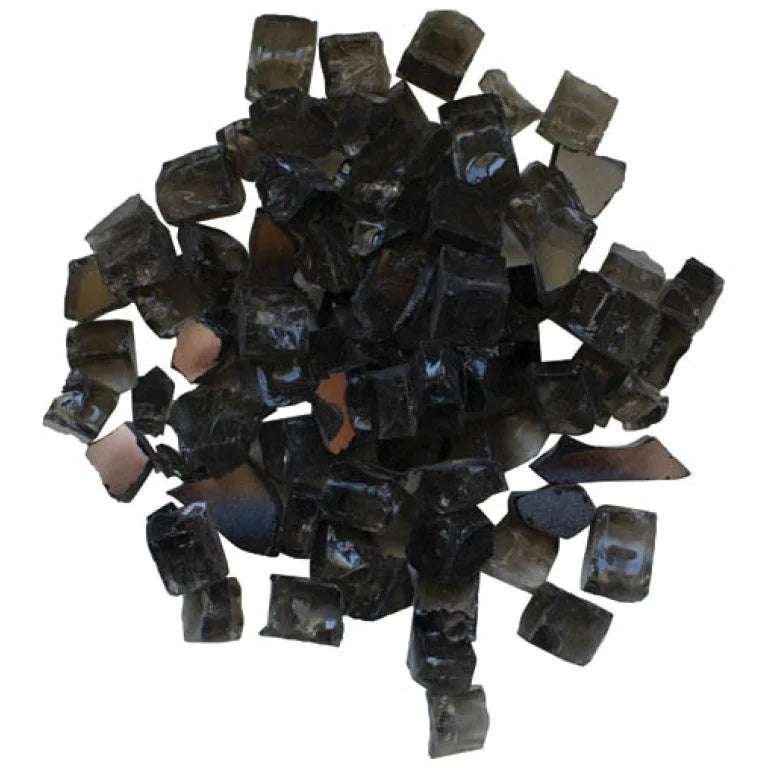 Amantii Dark Grey Reflective Fire Glass Media - AMSF-GLASS-05 - 5 lbs of 1/4" reflective fireglass in dark grey color, suitable for gas and electric fireplaces with 1 sq. ft. media coverage.