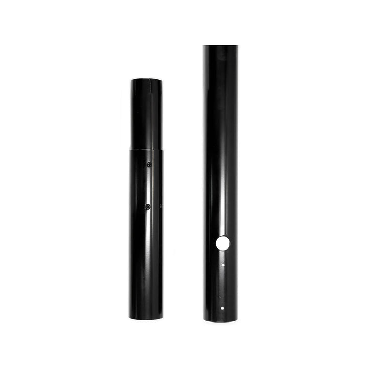 Black powder-coated In-Ground Post for secure installation of TOP Torch units in soft surfaces like soil or landscaped areas, ideal for ambient lighting along paths and outdoor spaces.