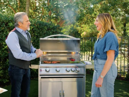 Blaze Premium LTE 32-Inch Freestanding Gas Grill features four commercial-grade burners, delivering 66,000 BTUs across 740 square inches of cooking surface.