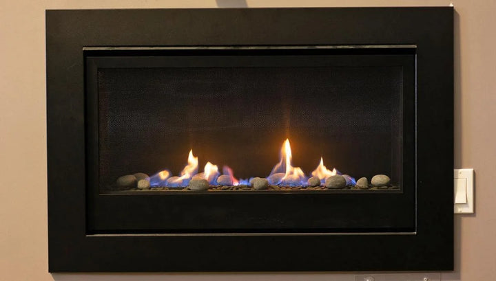 Sierra Flame Boston 36 Direct Vent Linear Gas Fireplace with Electronic Ignition and Tempered Glass Design, perfect for cozy warmth and ambiance in any room.