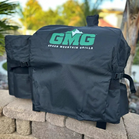TREK PRIME 2.0 Cover by Green Mountain Grills - Custom-fit 500D polyester cover for TREK/DC Prime & Prime 2.0 grills, all-weather protection with breathable netting panels and repositionable chimney flaps.