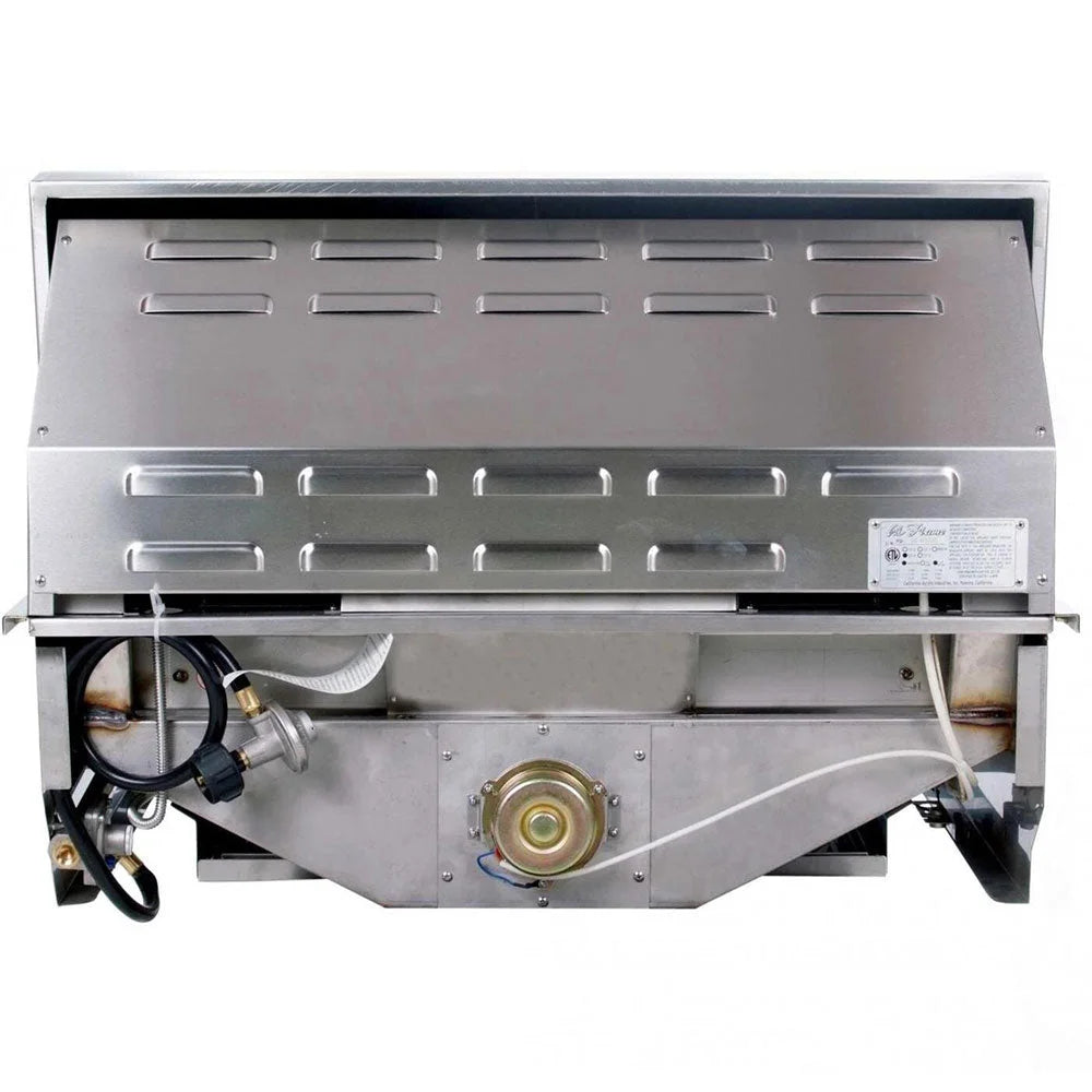 Cal Flame Convection Series 40-inch built-in propane gas grill featuring five cast stainless steel burners, two infrared backburners, and convection-enhanced cooking surface.