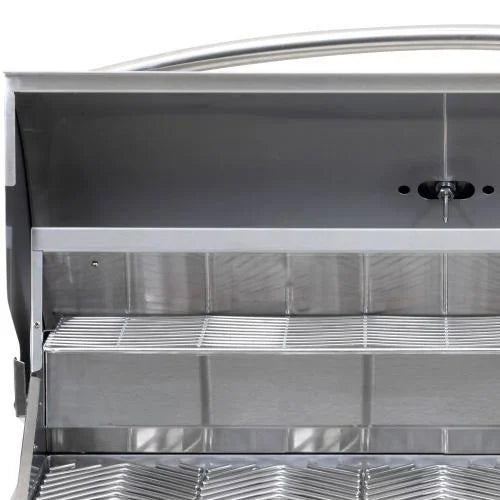 Cal Flame G-Series 32" Built-In Propane Gas Grill features 4 high-powered burners at 15,000 BTUs each, totaling 60,000 BTUs, with an 800 sq.in cooking surface and porcelain-coated cast iron burners for even heat distribution.