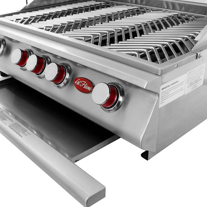 Cal Flame Convection Series 40-inch built-in propane gas grill featuring five stainless steel burners, two infrared backburners, and patented convection technology for evenly distributed heat.