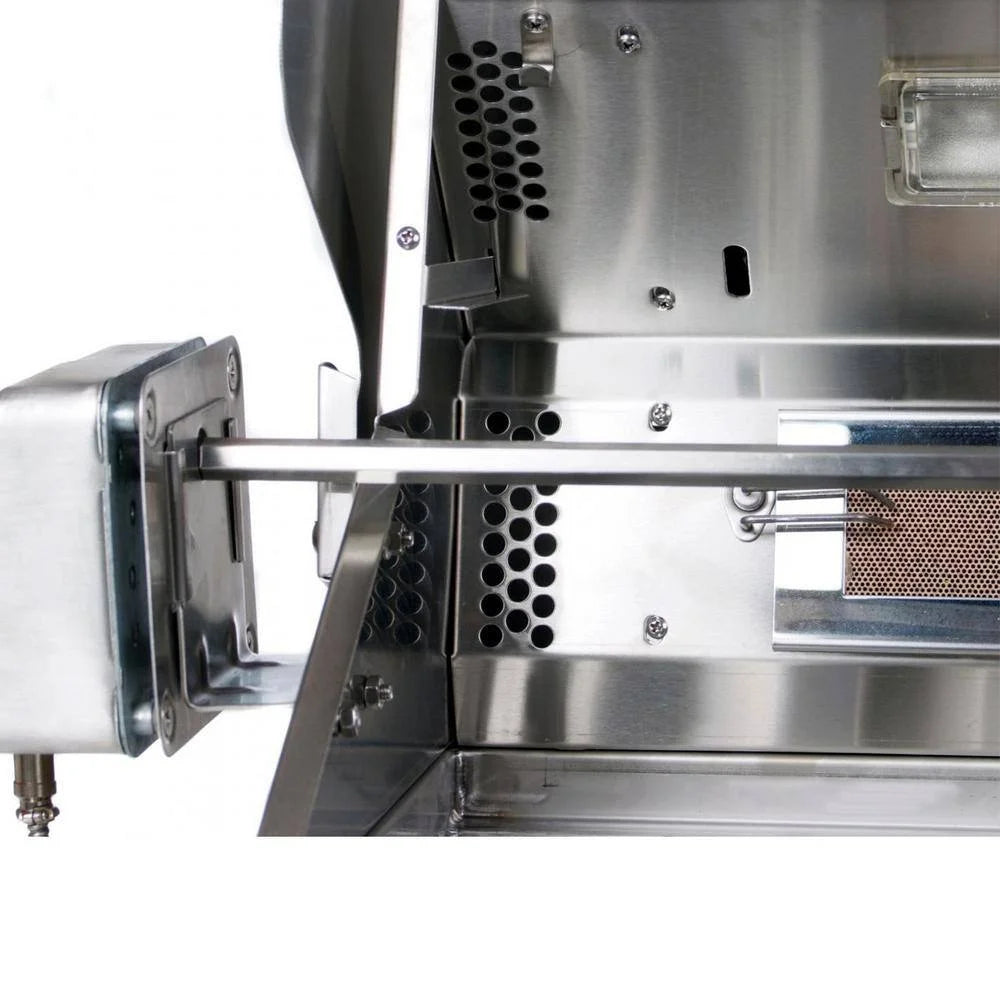 Cal Flame 'Top Gun' 40" Built-In Propane Gas Grill with Infrared Backburner, featuring five 15,000 BTU cast stainless steel burners and two 10,000 BTU ceramic infrared burners.