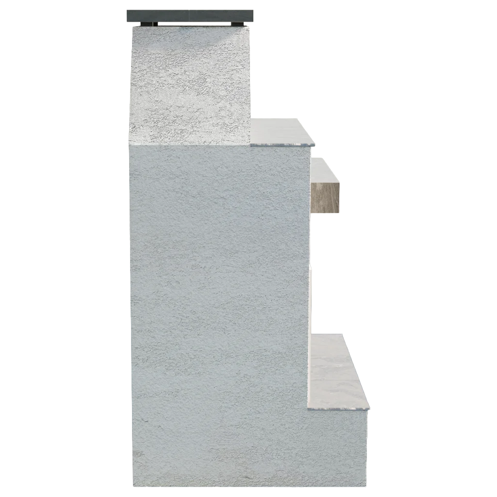 Cal Flame "Durango" Outdoor Gas Fireplace w/ Front Mantel: A commanding outdoor fireplace featuring strong architectural lines, textured exterior, extended bottom mantle, and brick-pattern firebox lining for a high-end look, fueled by 22" Double Burner producing up to 90,000 BTUs.