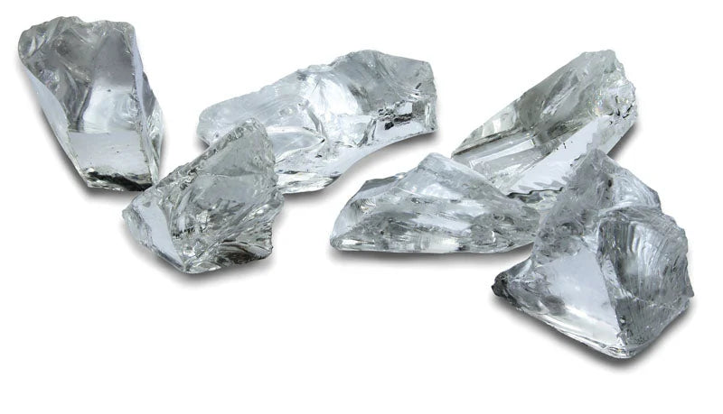 Decorative Media - FI-107-Diamond, set of 6 mini clear glass nuggets weighing approximately 5 kg.