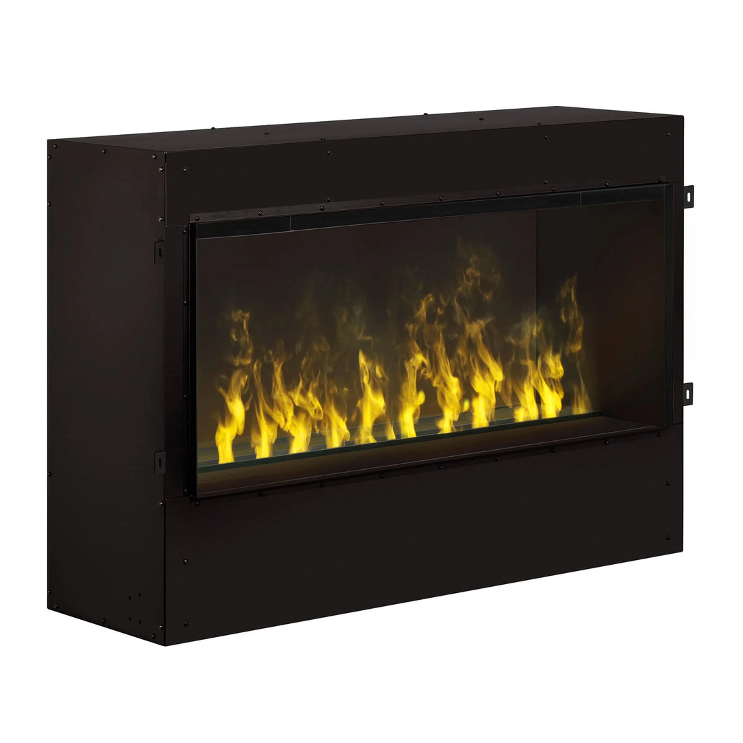 Dimplex Optimyst Pro Box 40"-60" Built-In Water Vapor Firebox features ultrasonic mist flame effect, convertible see-through design, and hard-wired functionality.