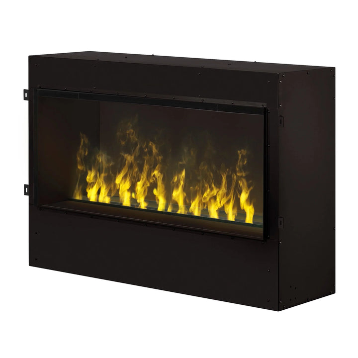 Dimplex Optimyst Pro Box 40"-60" Built-In Water Vapor Firebox features ultrasonic water vapor flame technology with adjustable flame width control and supplemental heat for up to 400 sq. ft.