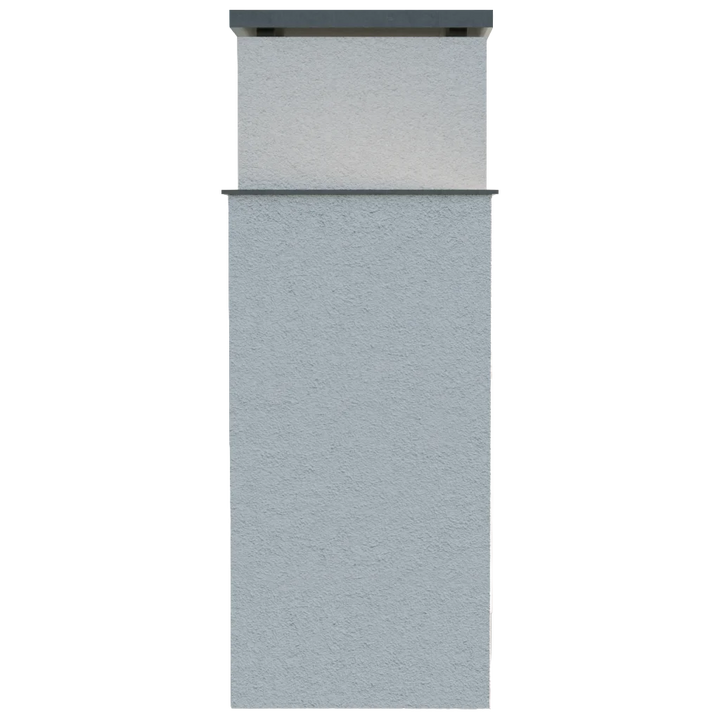 Cal Flame "Indio" Outdoor Gas Fireplace: A modern outdoor fireplace with bold architectural lines, textured exterior, and powerful 22" double burner producing up to 90,000 BTUs, available in Stucco, Cultured Stone, or Cal Faux Stone finishes.