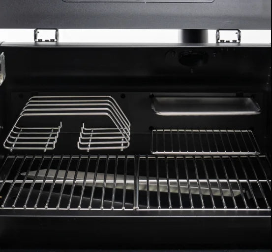 RACKT Backboard - LEDGE heavy-duty steel base for customizable internal racking system in GMG Ledge Prime 2.0 pellet grills, compatible with all RACKT accessories.