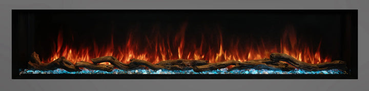 Modern Flames Landscape Pro Multi Electric Fireplace, sleek three-sided design for custom-built homes, features Hybrid-FX Flame Technology and high-efficiency heating for supplemental heat up to 10,000 BTUs.