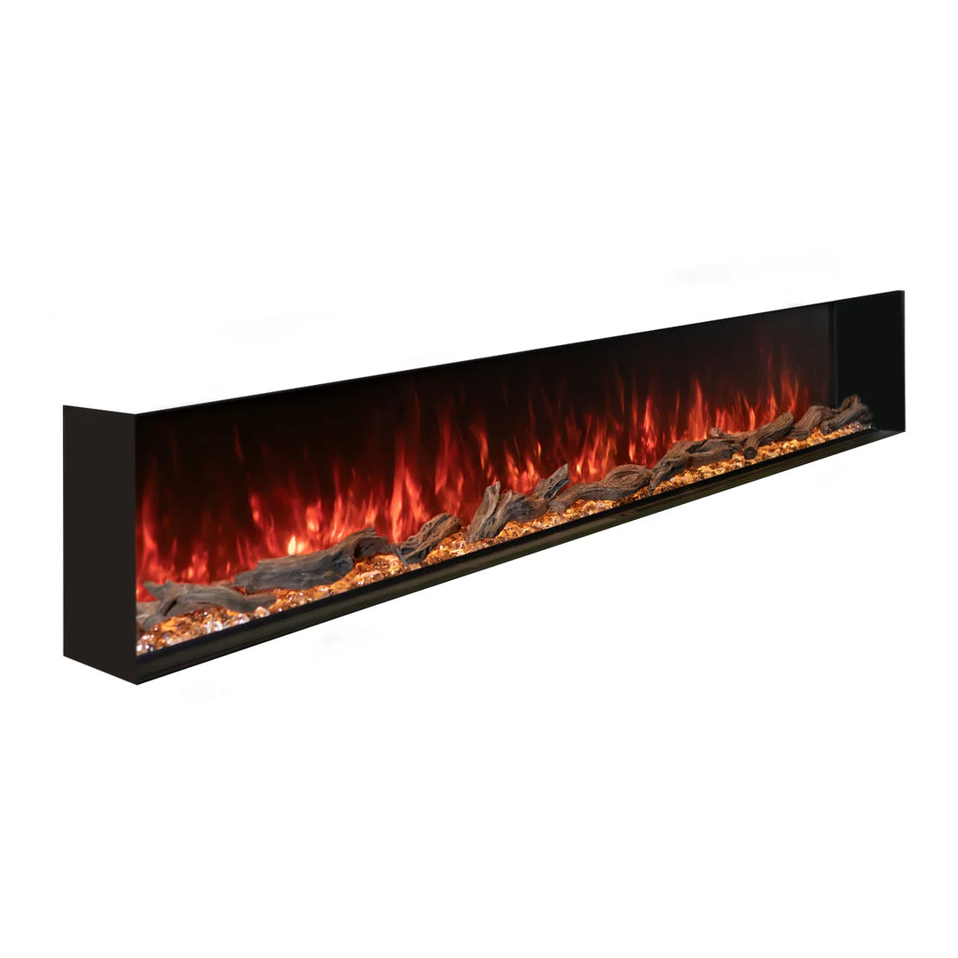 Modern Flames Landscape Pro Multi Electric Fireplace, sleek three-sided design with customizable installation options, vibrant flame display, and high-performance heating for spaces up to 800 sq. ft.