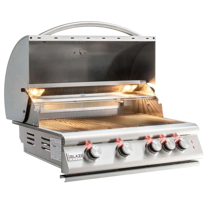Blaze Premium LTE Marine Grade 32-Inch Gas Grill - Engineered for high-demand use in coastal environments, featuring four commercial-grade burners, corrosion-resistant 316L marine-grade stainless steel construction and heavy-duty searing rods.