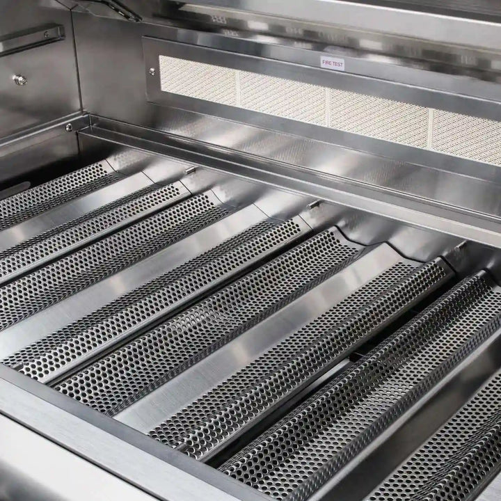 Blaze 32" Premium LTE Marine Grade 4-Burner Freestanding Grill, constructed from corrosion-resistant 316L marine-grade stainless steel, features four commercial-grade burners and a rear infrared burner for high-performance grilling in coastal environments.